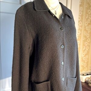 Vintage Requirements Olive/Gray Boiled Wool  Blazer with Notched Collar